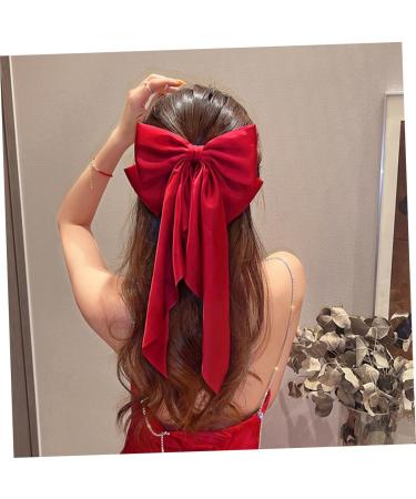 DRESSOOS Satin Ribbon Hairpin Hair Clips for Bows for Hair Giant Bow Hair Clips Red Hair Bow Hair Clips for Makeup Barrettes for Thick Hair Large Hair Bows for Dense Miss Holder - Buy Online on GoSupps.com