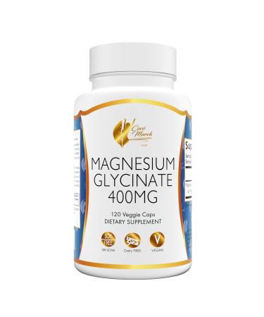 Coc March N.M.D Magnesium Glycinate 400 mg High Absorption Magnesium for Women & Men - Supplement for Sleep, Relaxation & Digestive Health Gluten Free, Vegan, Soy & Dairy Free 120 Capsules