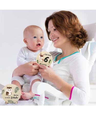 Wooden Double-Sided Baby Milestone Cards - Monthly Photo Props for Newborns | Milestone Announcement Cards - Buy Online on GoSupps.com