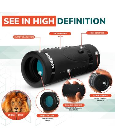 Roxant Monocular Telescope - Wide View High Definition BAK4 Handheld Telescope - Monoculars for Adults High Powered  Compact Monoscope - Buy Online on GoSupps.com