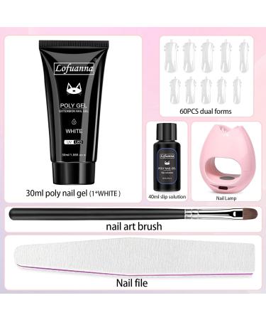 Lofuanna 30ML White Poly Gel Nail Kit with Lamp - DIY Poly Nail Extension Starter Set for Beginners - Buy Online on GoSupps.com
