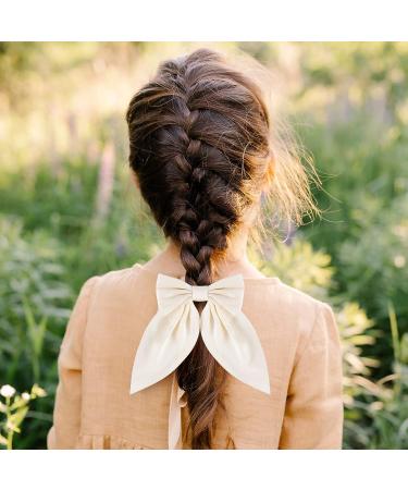 2PCS Soft Silk Bow Hair Clips for Women Girls | Cute Duckbill Bow Clips for Back to School & Wedding Party | Black & Off-White Hair Accessories - Buy Online on GoSupps.com