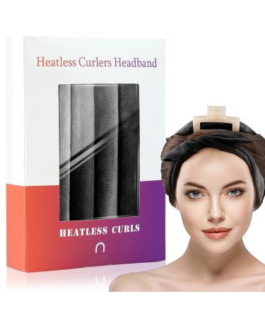 PEFEI Comfortable Heatless Curlers Headband for All Hair Types - Sleep Soundly in Soft and Gentle Heatless Curls Headband Black Black-1