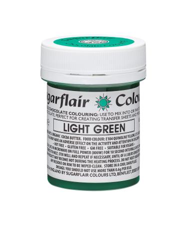 Sugarflair Light Green Chocolate Colouring - Coloured Cocoa Butter for Adding Colour to Chocolate or Painting Directly Onto Chocolate Transfer Sheets or Moulds - 35g