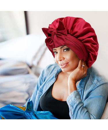 Shop Gugugo Red Silk Hood for Sleeping | Adjustable Silk Bonnet & Satin Cap for Women - Buy Online on GoSupps.com