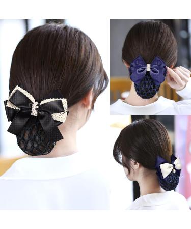 Lurrose 3pcs Bowknot Snood Net Barrette Hair Clip Set for Women - Elastic Bun Cover Hairpin Accessories - Buy Online on GoSupps.com