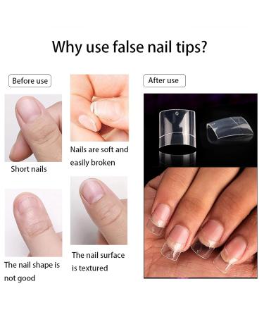 500pcs Short Square Transparent Artificial Nails with Box - 10 Sizes | Perfect for Nail Art & DIY | International Shipping - Buy Online on GoSupps.com