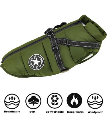 Buy Windproof Waterproof Dog Jackets - 2 in 1 Winter Coat & Vest for Cold Weather | Small to XXL in Green - Buy Online on GoSupps.com