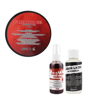 VOLLUCK Halloween Makeup Kit - 7-Piece Set with Washable Fake Blood Liquid Latex Scar Wax Spatula Tool & Stipple Sponges - International Shipping Available - Buy Online on GoSupps.com