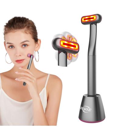USUIE 4 in 1 Facial Device  Red Light Therapy for Face and Neck  Facial Massager  Reduce Wrinkles  Anti-Aging Facial Tools  2022 Upgraded Version - Dark Grey/Fuchsia Dark Grey/ Fuchsia