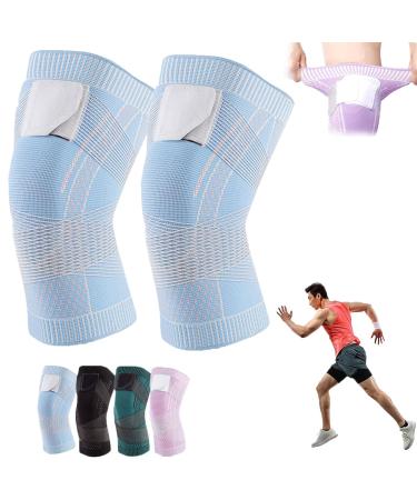 Beyonddraw Knee Compression Sleeve - Best Knee Brace Beyond Draw Knee Brace Knee Sleeve Compression Sleeve for Women And Men (Blue 1Pair Large) Blue 1Pair Large