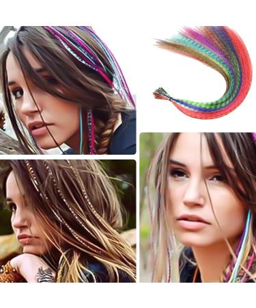 SPORWAY Coloured Hair Extensions 50 Pieces Colourful Feather Hair Extension Set Art Hair Extensions Hair Strands Children Feather Hair Accessories Hairpiece Braids for Women Children Party  - Buy Online on GoSupps.com