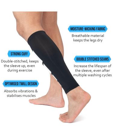 360 RELIEF Compression Calf Sleeves - XL Black | For Fitness, Sports, Shin Splints, Muscle Cramps | Running, Jogging, Hiking | 1 Pair + Mesh Laundry Bag - Buy Online on GoSupps.com