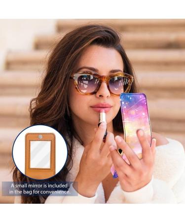 Mini Leather Lipstick Case with Mirror | Pink Fantasy Lip Gloss Organizer - International Shipping Available - Buy Online on GoSupps.com