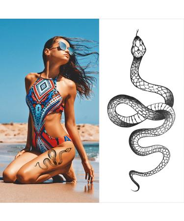 Realistic Big Size Black Snake Temporary Tattoo Stickers - Waterproof Fake Tattoo for Men & Women - Body & Arm Fashion Accessory - Buy Online on GoSupps.com