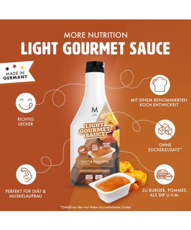 MORE NUTRITION Light Gourmet Sauce 285ml - Sweet and Sour Low-Calorie Sauce No Added Sugar No Unnecessary Fat - Perfect for Healthy Cooking - Buy Online on GoSupps.com