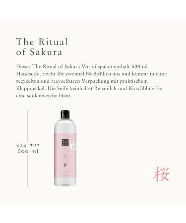 Rituals Hand Soap Refill - The Ritual of Sakura 600ml | Rice Milk & Cherry Blossom Skin Care - Buy Online on GoSupps.com