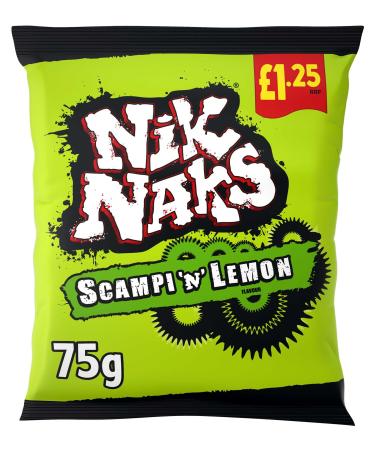 Nik Naks Crisps Epic Flavour Corn Snacks 20 x 75g (Scampi N Lemon)