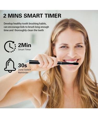 SARMOCARE Electric Toothbrush for Adults & Kids - 40000 VPM 2 Min Timer Waterproof Slim Travel Case & 6 Brush Heads - Rechargeable Sonic Toothbrush - Black - Buy Online on GoSupps.com