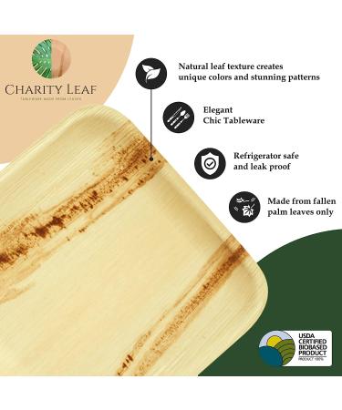 Charity Leaf Compostable 10 Square Palm Leaf Dinner Plates (50-pack) | 100% Natural & Eco-Friendly | Ideal for Parties, Weddings, BBQs & Catering Events - Buy Online on GoSupps.com