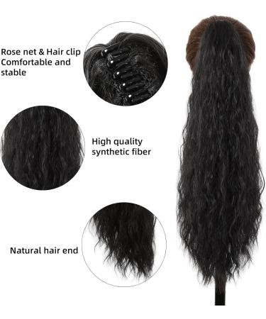 Ponytail Extensions Extensions Ponytail Hairpiece for Women Heat Resistant 24inch Synthetic Ponytail Long Wavy Black Claw Clip Ponytail Braid In Hair for Women(NMW1047-13) - Buy Online on GoSupps.com