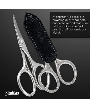 Shpitser German Stainless Steel Manicure and Pedicure Nail Scissors - Handmade in Solingen, Germany - Leather Case Included (Black) - Buy Online on GoSupps.com