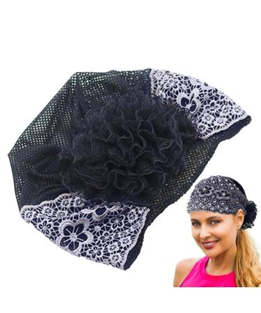 Lace Headbands for Girls Wide Floral Pearl Lace Headbands Hair Accessories for Women Fashion Floral Headcovering for Women Gray