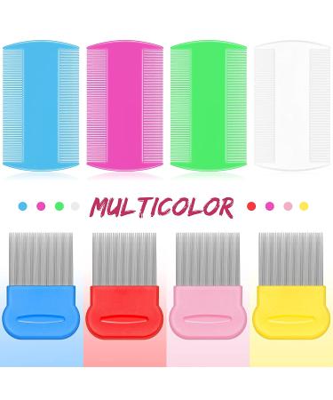 8 Pieces Double Sided Flea Lice Combs | Metal Teeth Hair Grooming Comb | Lice Removal Tool | 4 x 2 Inch & 2.24 x 2.24 Inch | Assorted Colors - Buy Online on GoSupps.com