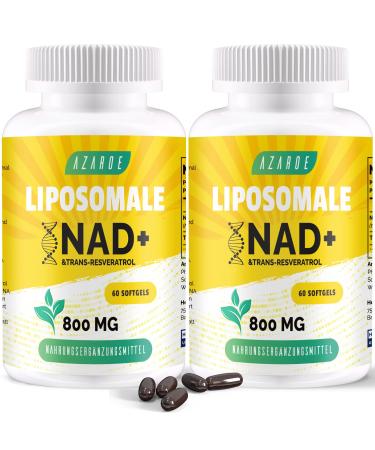 Liposomal NAD+ Trans-Reseratrol 800 mg softgels superior alternative more efficient than No. high absorption actual NAD+ supplement for cell repair 60 softgels 120 softgels (2 pack)