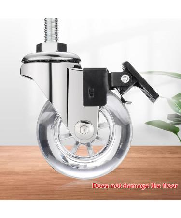 Threaded Shaft Swivel Castors Ball Castors Set of 4 75mm Furniture Swivel castors with M8 x 15 M10 x 15 grub Screws and Ball Bearings Transparent Rubber Transport castors Single Load 40kg .(M8*15 4 Braked M8*15mm - Buy Online on GoSupps.com