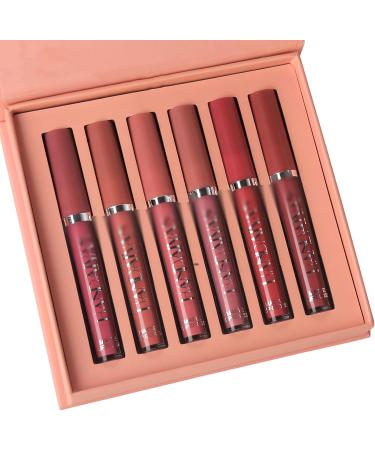 6 Color Matte Liquid Lipstick Set Velvety Lip Gloss Set Long Lasting Waterproof Moisturizing Matte Liquid Lip Gloss Lip Makeup Gift Box - Buy Online on GoSupps.com