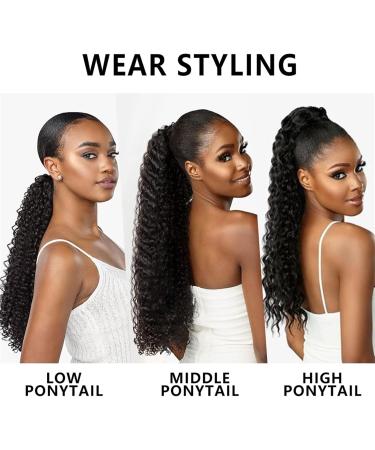 Ponytail Extension 24/30inch Long Kinky Curly Ponytail Extensions Synthetic Drawstring Curly Hair Extension Ponytails Clip in Natural Hair Ponytail Extensions for Women Ponytail Hair Extension (Color 30inch 4 - Buy Online on GoSupps.com