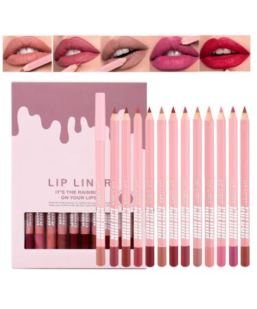 Lip Pencil | 12 Colors Long-Lasting Matte Natural Makeup - Natural Lip Pencil for Home Travel Day Party Wedding Winter Autumn Spring Office School Date