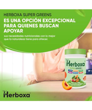 Herboxa SUPER GREENS Compl ment alimentaire en poudre avec racine de chicor e zinc et chrome saveur p che glac e 50 portions p che glac e 300 g - Buy Online on GoSupps.com