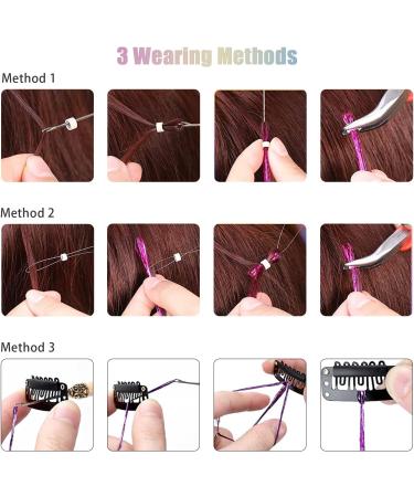Chostky Hair Tinsel Kit Extensions Fairy Hair Tinsel Strands Kit 12 Colors 2400 Strands 47 Inches Hair Braiding Kit Hair Extentions Accessories for Girls Women Halloween Christmas Cosplay Party - Buy Online on GoSupps.com