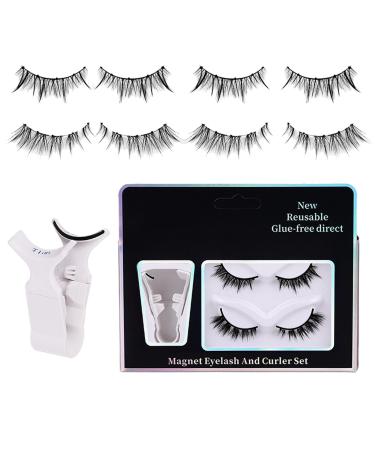 Huyath Magnetic Lashes Kit - 2 Pairs Pack Reusable Makeup Lashes Magnetic - Reusable Dense Magnetic Lashes Magnetic Fake Lashes Transparent Stem For Makeup