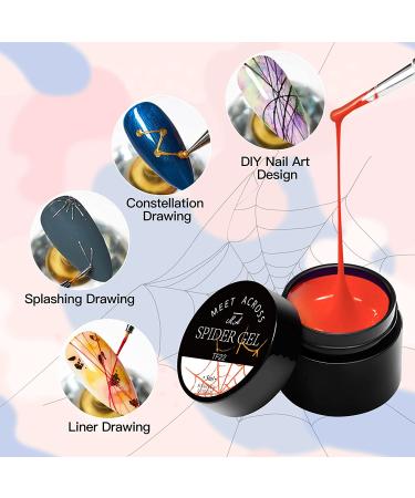 Glow in the Dark Spider Gel Nail Art - 6 Colors Luminous Drawing Gel for DIY Manicure | UV LED Soak Off Elastic Line Painting Gel with Brushes - Buy Online on GoSupps.com