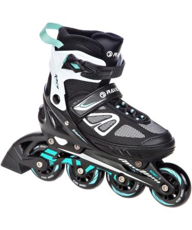 Raven Adjustable Inline Skates 2-in-1 | Advanced ABEC7 Softboot Double Shock Absorb System | Black/Mint Size 35-39 - Buy Online on GoSupps.com