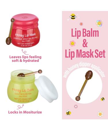 Expressions Honey Lip Balm & Lip Mask Set - 2pc Non-Toxic Lip Care Gift for Girls | Real Honey Jar with Dipper | Moisturizing Lip Gloss - Buy Online on GoSupps.com