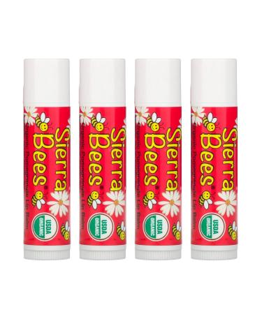 Sierra Bees Organic Lip Balms Pomegranate 4 Pack .15 oz (4.25 g) Each