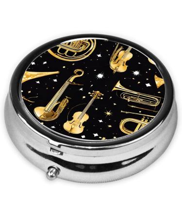 Musical Instruments Mini Round Pill Box | 3 Compartment Travel Organizer | Portable Medicine Case for Home & Office - Buy Online on GoSupps.com