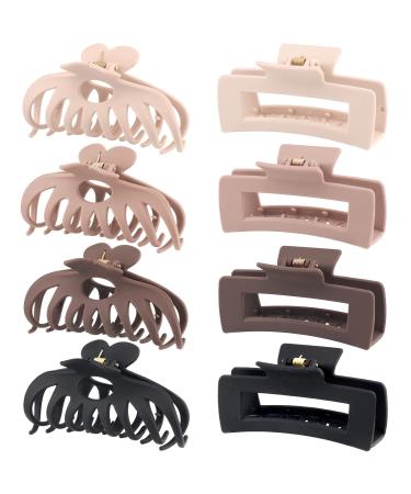 8 Pack Large Hair Claw Clips for Women | Neutral Color Matte Finish | Strong Hold | 4.3 Inch | Ideal for Thin, Thick, Curly Hair - Buy Online on GoSupps.com