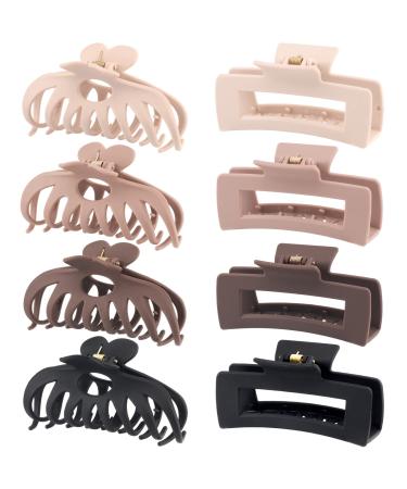 8 Pack 4.3 Inch Large Hair Clips Neutral Color Hair Claw Clips for Women Thin Thick Curly Hair Big Matte Claw Clips Strong Hold jaw clip