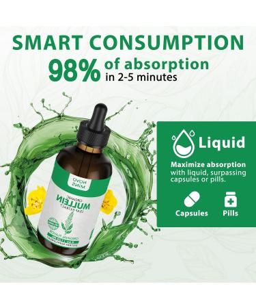 Mullein Leaf Tincture - Lung Cleanse - Vegan Lung Detox - Respiratory Health and Immune Support Drops - Natural Supplement Liquid Extract 4 fl.oz.Chlorophyll - Buy Online on GoSupps.com