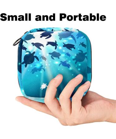 Men's & Women's Zippered Menstruation Pad Bag - Stylish Tampon & Napkin Storage for Girls | Turtle Swimming Design - Buy Online on GoSupps.com