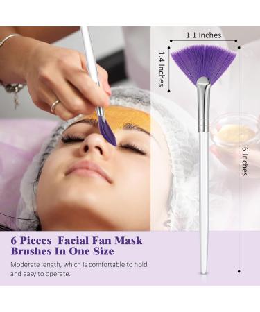 6 Pieces Fan Mask Brushes Soft Fan Facial Mask Applicator Tools Brush Makeup Brushes Cosmetic Tools with Handle for Peel Mask Makeup Women Girls (Purple Hair) - Buy Online on GoSupps.com