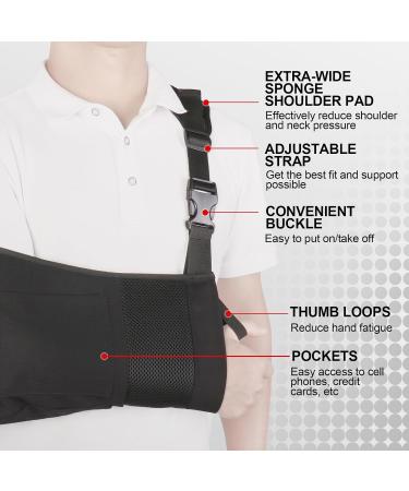 Arm Sling Shoulder Immobilizer with Pocket - Comfort & Support for Surgery Rotator Cuff Elbow Wrist Injuries - Unisex Black - Buy Online on GoSupps.com