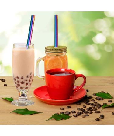 NEBYWOLD Reusable Stainless Steel Wide Boba Drinking Slant Straws Fat Straws Smoothie/Bubble Tea/Milkshakes Straws with 2 Cleaning Brush & Carry Bag 12mm/0.5" Wide Slant Rainbow - Buy Online on GoSupps.com