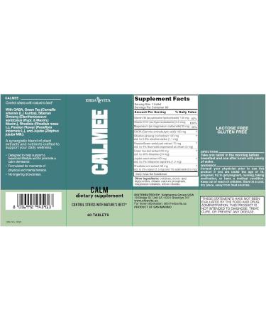 Erba Vita Calmee Unwind GABA Supplement 60 Tablets - Dietary Supplement with Rhodiola Rosea to Support a Balanced Lifestyle and Promote a Calm Demeanor - Buy Online on GoSupps.com