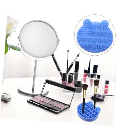 FRCOLOR Silicone Scrubbers 2 1 Makeup Brush Holder Silicone Facial Scrubber Brush Scrubber Cosmetic Brush Cleaning Mat Makeup Cleaner Mat Makeup Brush Drying Holder Silica Gel Bracket 11x10cm Blue - Buy Online on GoSupps.com